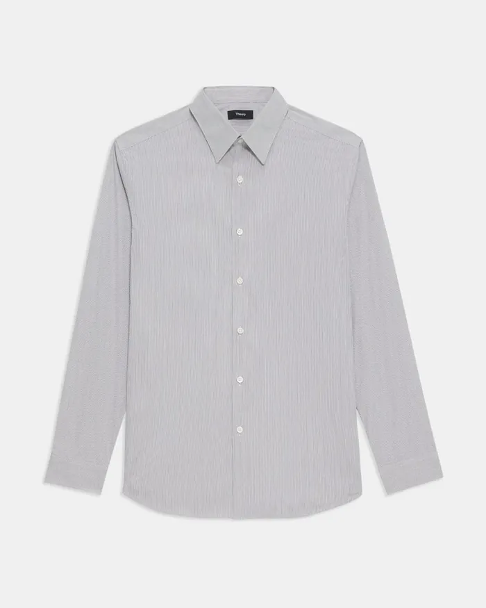 Men Theory Shirts Irving Shirt In Striped Cotton Blend Whitepestle