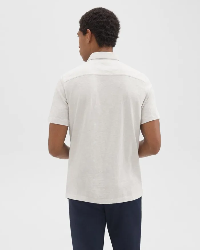 Men Theory Shirts Noran ShortSleeve Shirt In Slub Cotton Limestone