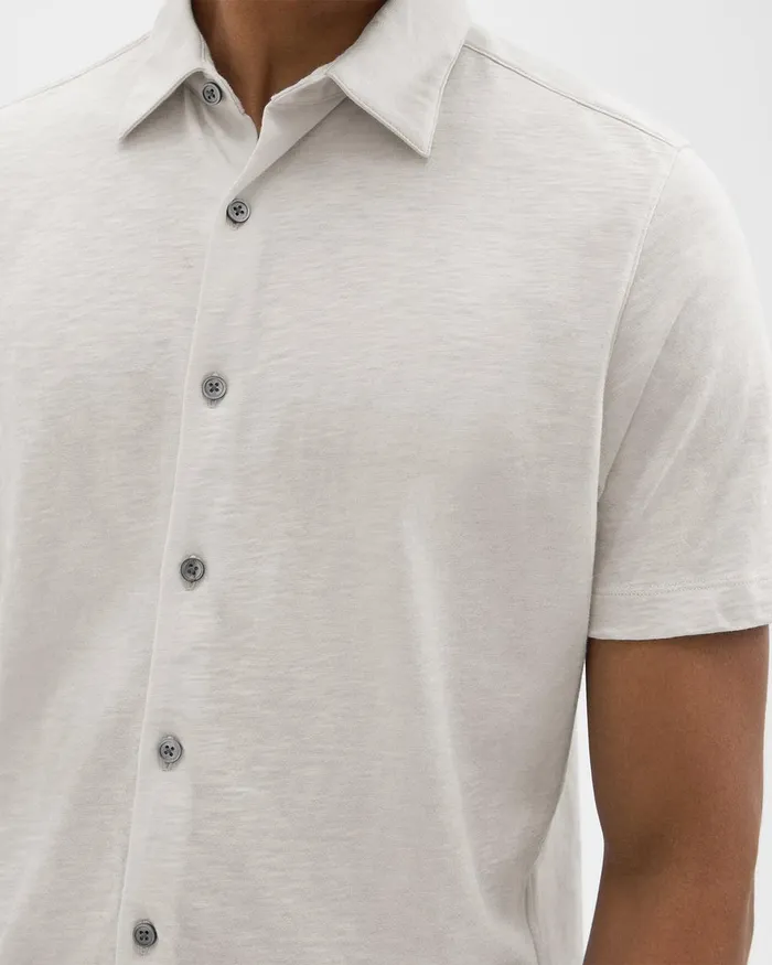 Men Theory Shirts Noran ShortSleeve Shirt In Slub Cotton Limestone