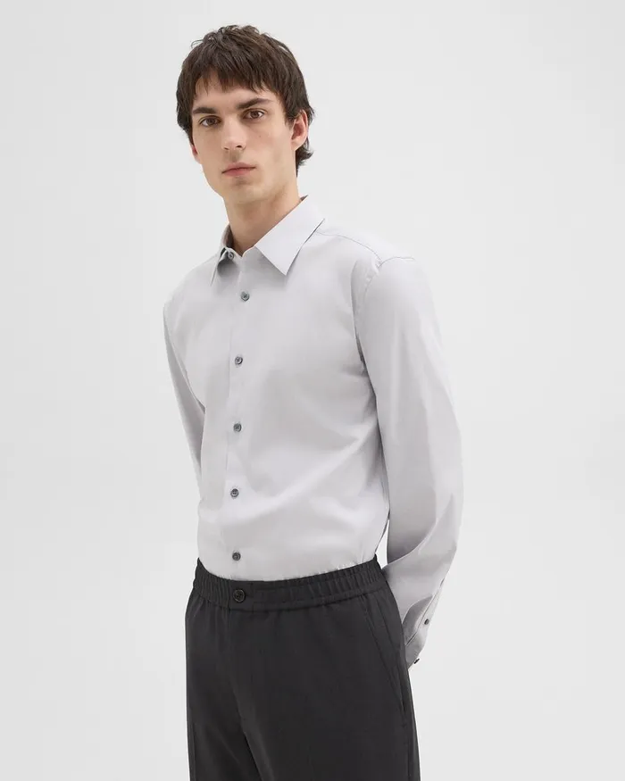 Men Theory Shirts Sylvain Shirt In Good Cotton Warm Grey
