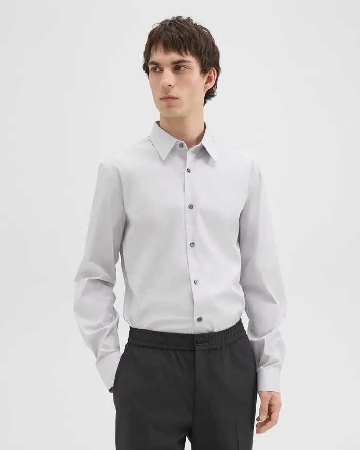 Men Theory Shirts Sylvain Shirt In Good Cotton Warm Grey