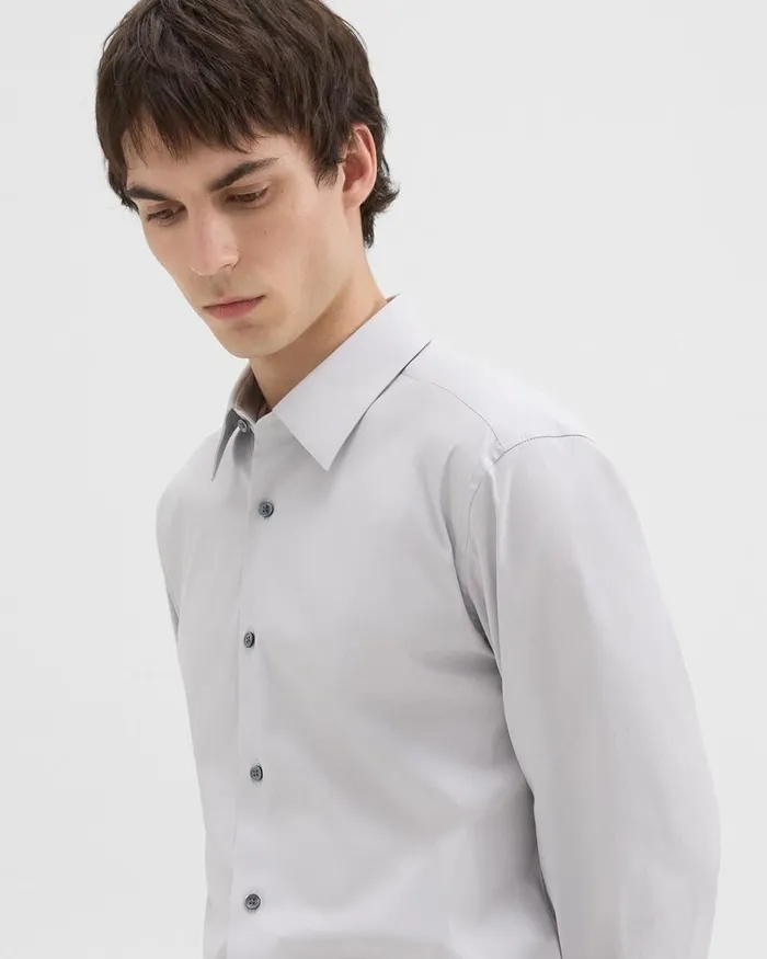 Men Theory Shirts Sylvain Shirt In Good Cotton Warm Grey