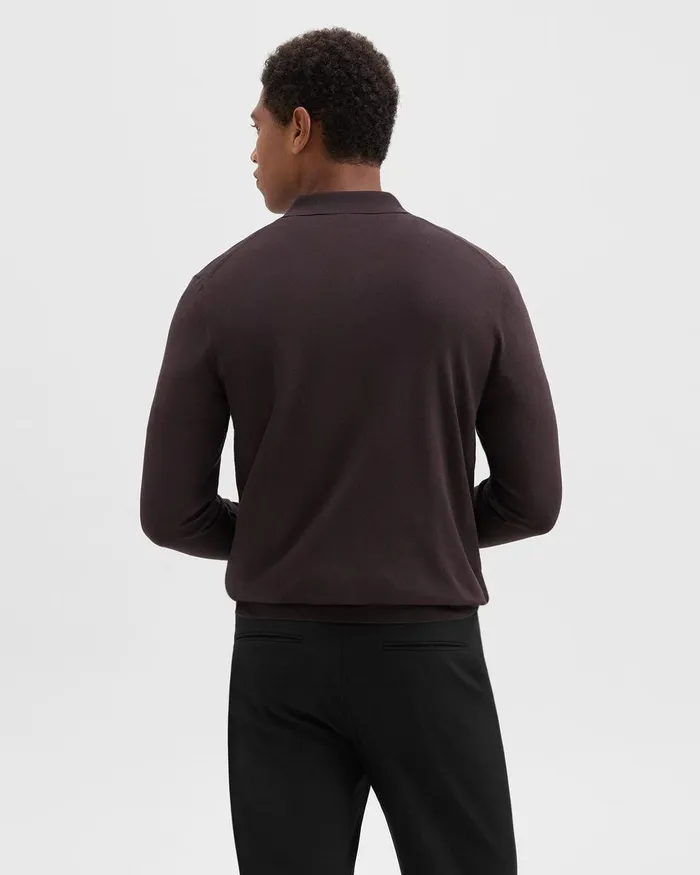 Men Theory Sweaters Cardigans Goris LongSleeve Polo Shirt In Light Bilen Hickory