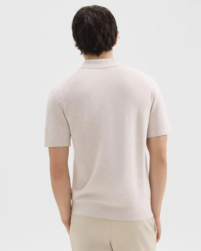 Men Theory Sweaters Cardigans Goris Polo Shirt In Piqueacute Light Bilen Melange Ivory