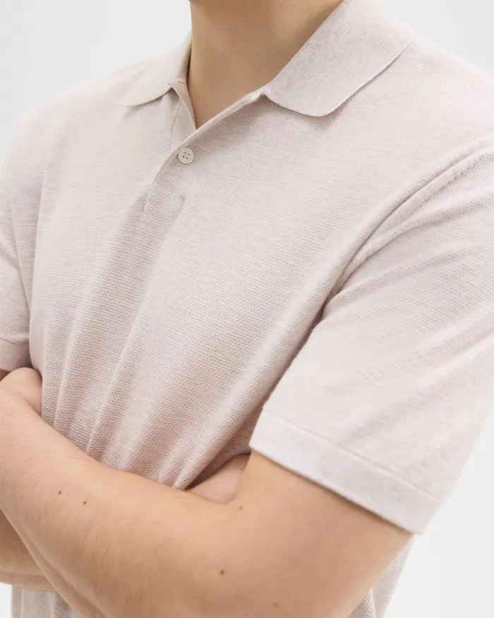 Men Theory Sweaters Cardigans Goris Polo Shirt In Piqueacute Light Bilen Melange Ivory