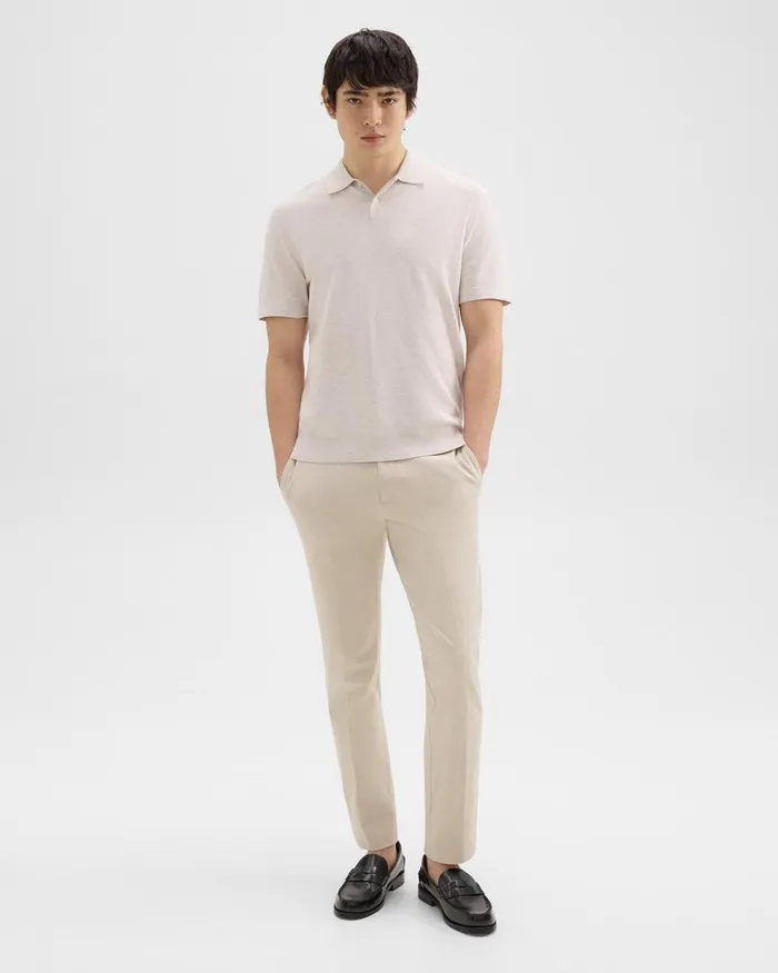Men Theory Sweaters Cardigans Goris Polo Shirt In Piqueacute Light Bilen Melange Ivory