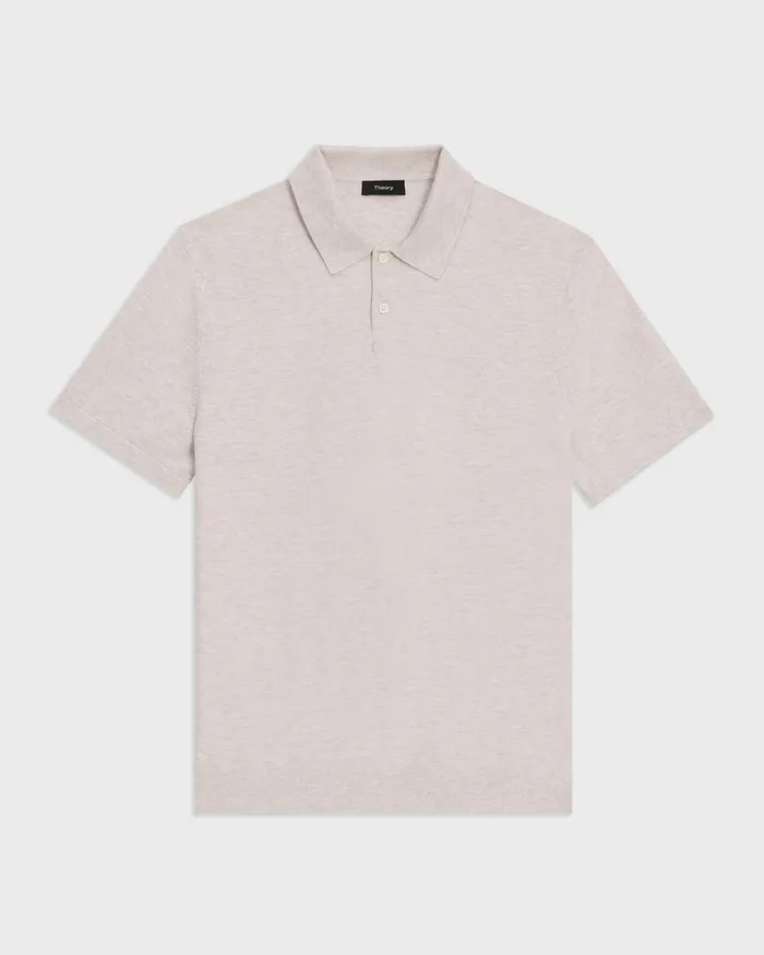 Men Theory Sweaters Cardigans Goris Polo Shirt In Piqueacute Light Bilen Melange Ivory