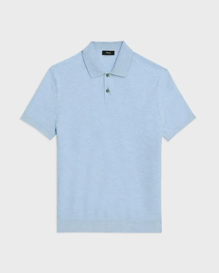Men Theory Sweaters Cardigans Goris Polo Shirt In Piqueacute Light Bilen Skylight Melange