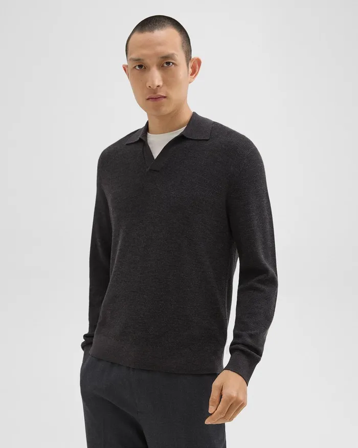 Men Theory Sweaters Cardigans Johnny Collar Sweater In Merino Wool Mink Melange
