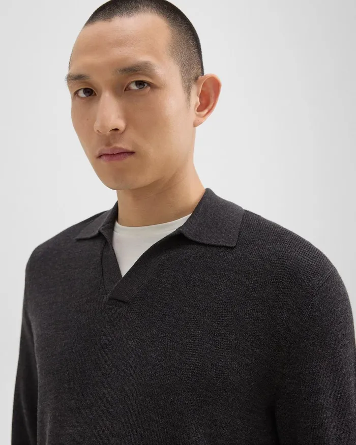Men Theory Sweaters Cardigans Johnny Collar Sweater In Merino Wool Mink Melange