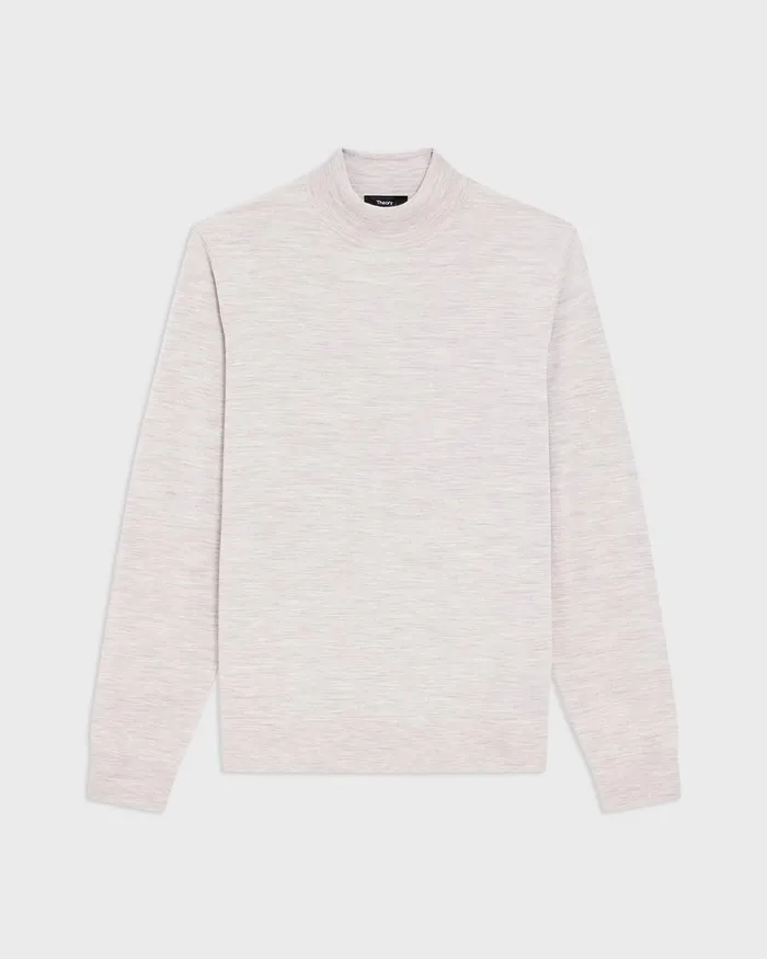 Men Theory Sweaters Cardigans Mock Neck Sweater In Regal Wool Light Heather Barley
