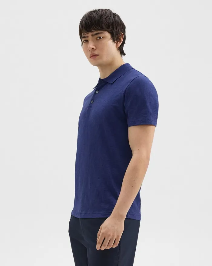 Men Theory TShirts Polos Bron Polo Shirt In Cosmos Slub Cotton Ocean