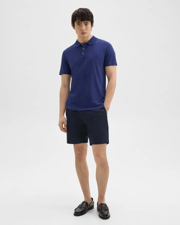 Men Theory TShirts Polos Bron Polo Shirt In Cosmos Slub Cotton Ocean