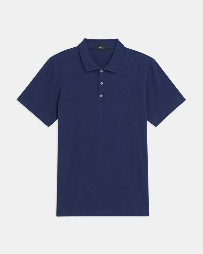 Men Theory TShirts Polos Bron Polo Shirt In Cosmos Slub Cotton Ocean