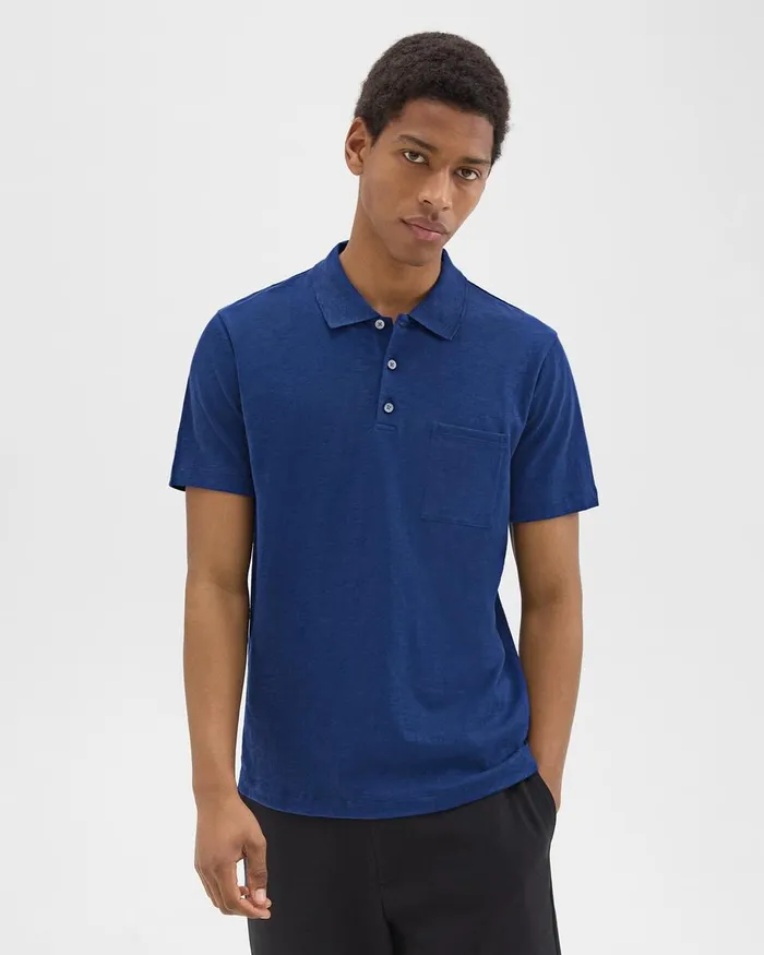 Men Theory TShirts Polos Bron Polo Shirt In Slub Cotton Ocean