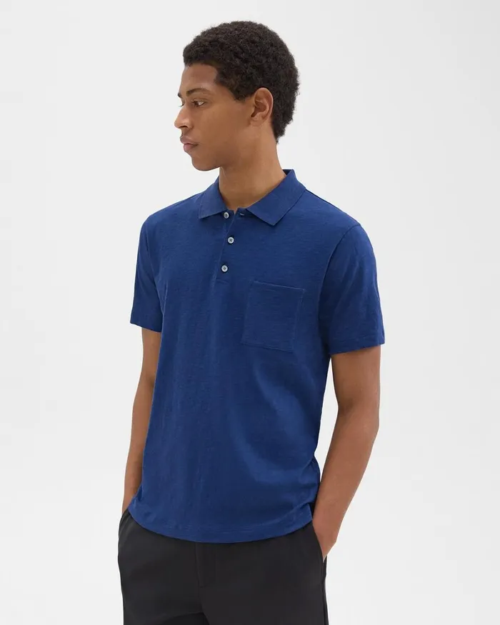 Men Theory TShirts Polos Bron Polo Shirt In Slub Cotton Ocean
