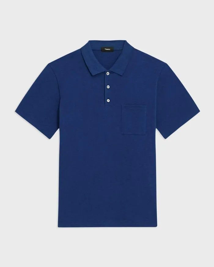 Men Theory TShirts Polos Bron Polo Shirt In Slub Cotton Ocean