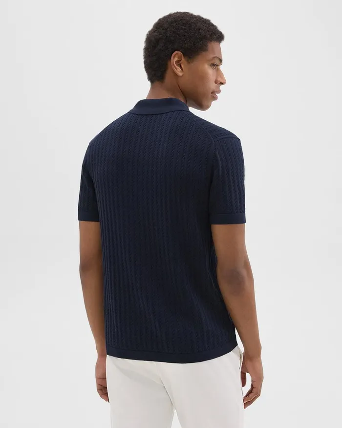 Men Theory TShirts Polos Cable Knit Polo In Cotton Baltic
