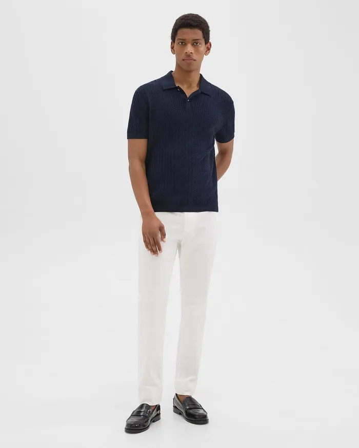Men Theory TShirts Polos Cable Knit Polo In Cotton Baltic