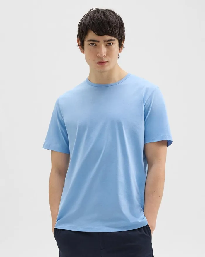 Men Theory TShirts Polos Precise Tee In Pima Cotton Jersey Powder Blue