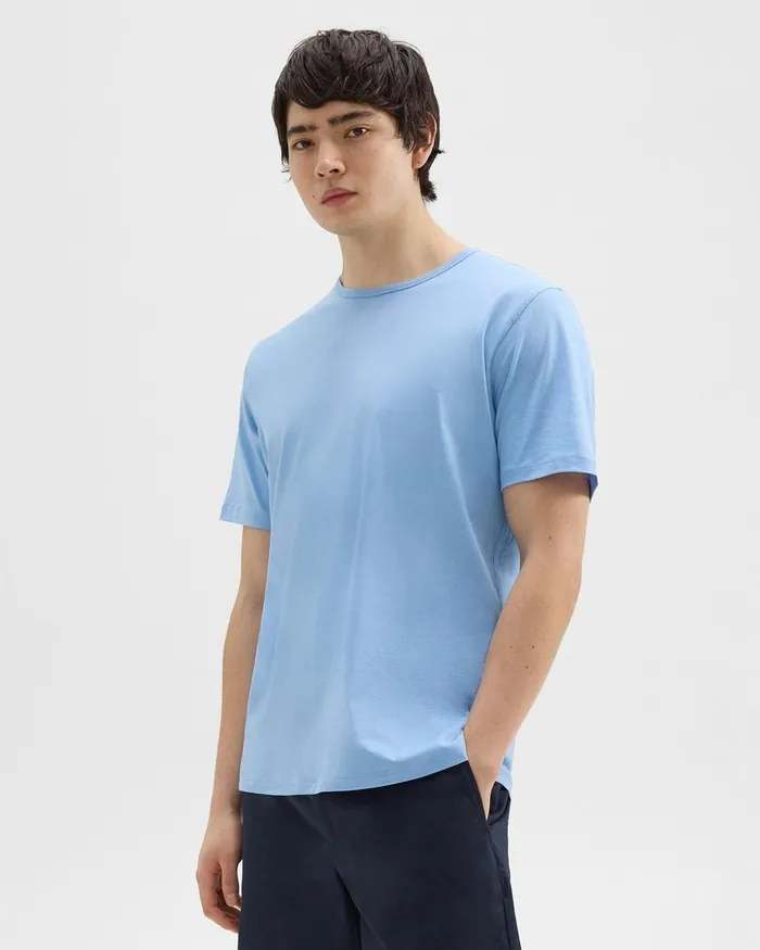 Men Theory TShirts Polos Precise Tee In Pima Cotton Jersey Powder Blue