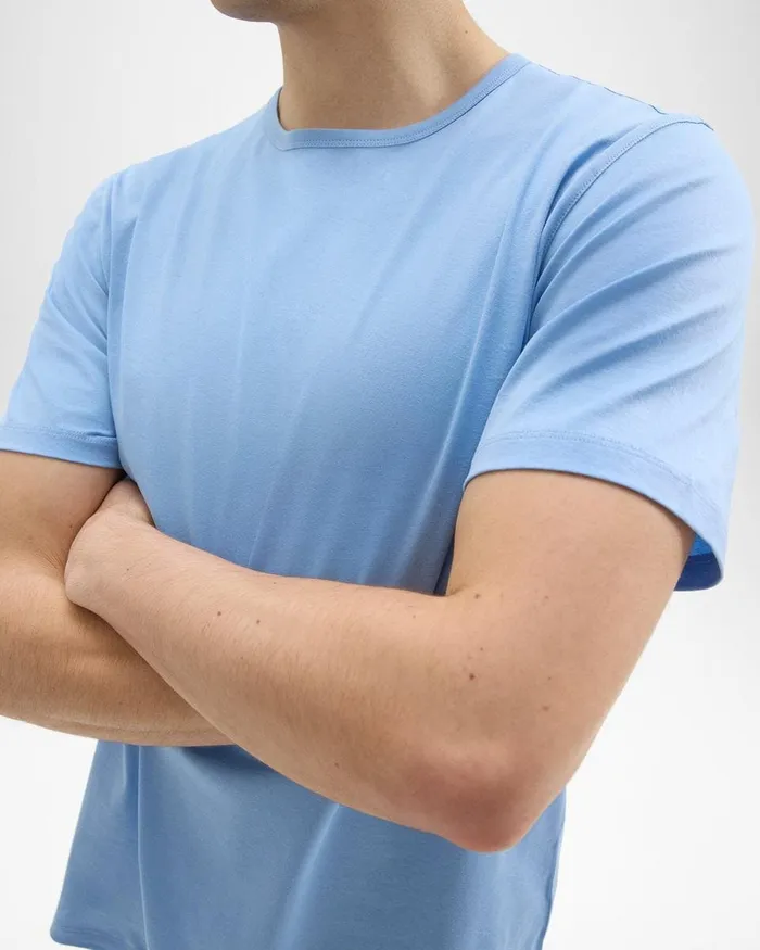 Men Theory TShirts Polos Precise Tee In Pima Cotton Jersey Powder Blue