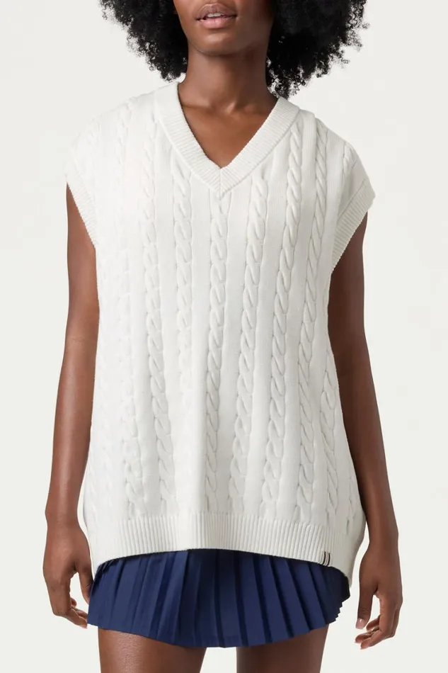 Men Tops and TShirts Fila Baseline Cable Knit Vest 100 White Men Tops and TShirts Fila Baseline Cable Knit Vest 100 White