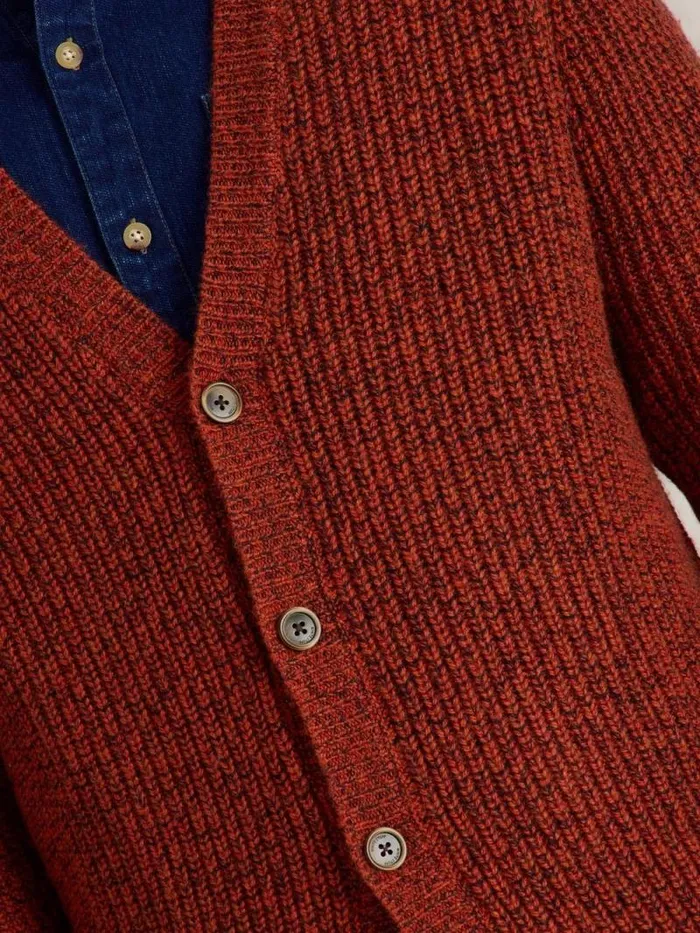 Men Twisted Cardigan Dark Orange White Stuff Knitwear Men Twisted Cardigan Dark Orange White Stuff Knitwear