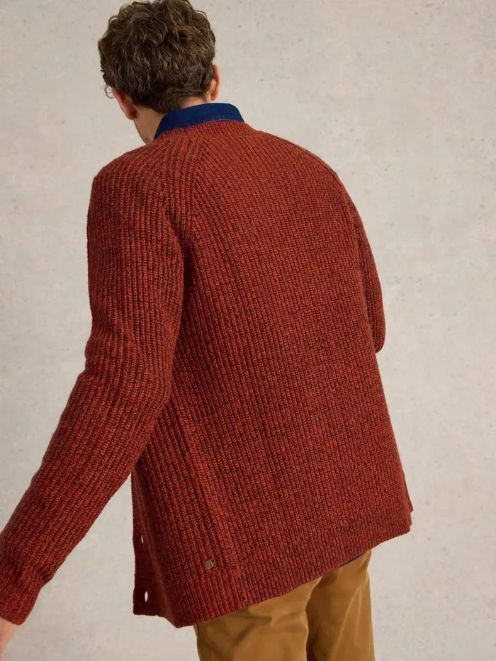 Men Twisted Cardigan Dark Orange White Stuff Knitwear Men Twisted Cardigan Dark Orange White Stuff Knitwear