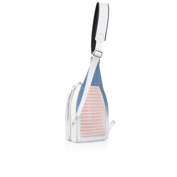 MenWomen Loubifunk Backpack 8211 Denim Brushed Effect 8211 Blue Christian Louboutin Crossbody Bags