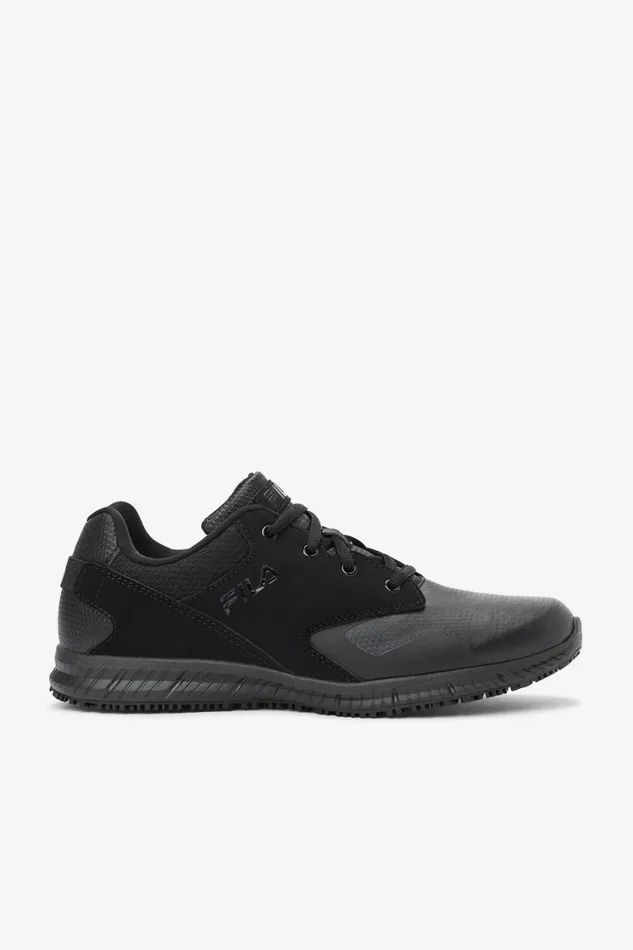 Men Work Shoes Fila Memory Layers Slip Resistant Shoe 001 Black Black Black