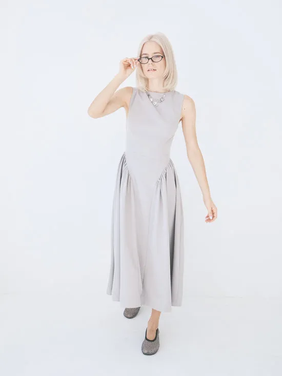 Midi Dress Front Pleat Grey Women Dresses Lisa Says Gah