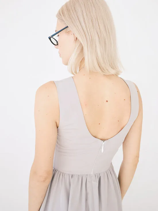 Midi Dress Front Pleat Grey Women Dresses Lisa Says Gah