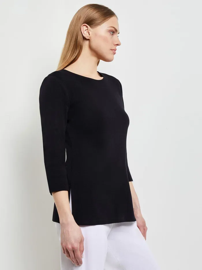 Misook 34 Sleeve Knit Tunic 8211 Black Long Sleeve Tunic Misook Women Tops and Tees