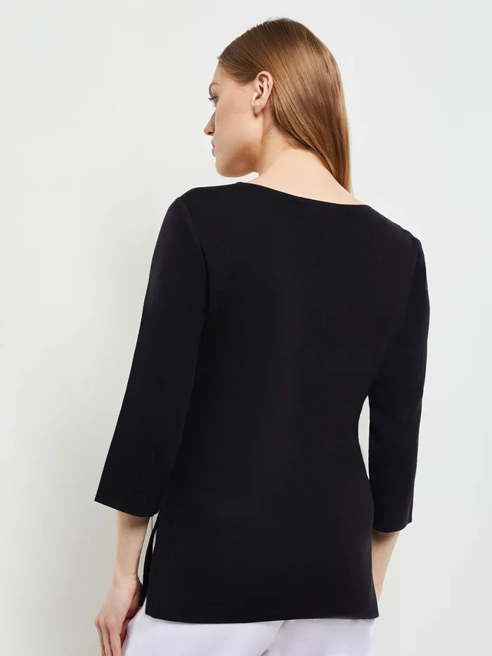 Misook 34 Sleeve Knit Tunic 8211 Black Long Sleeve Tunic Misook Women Tops and Tees