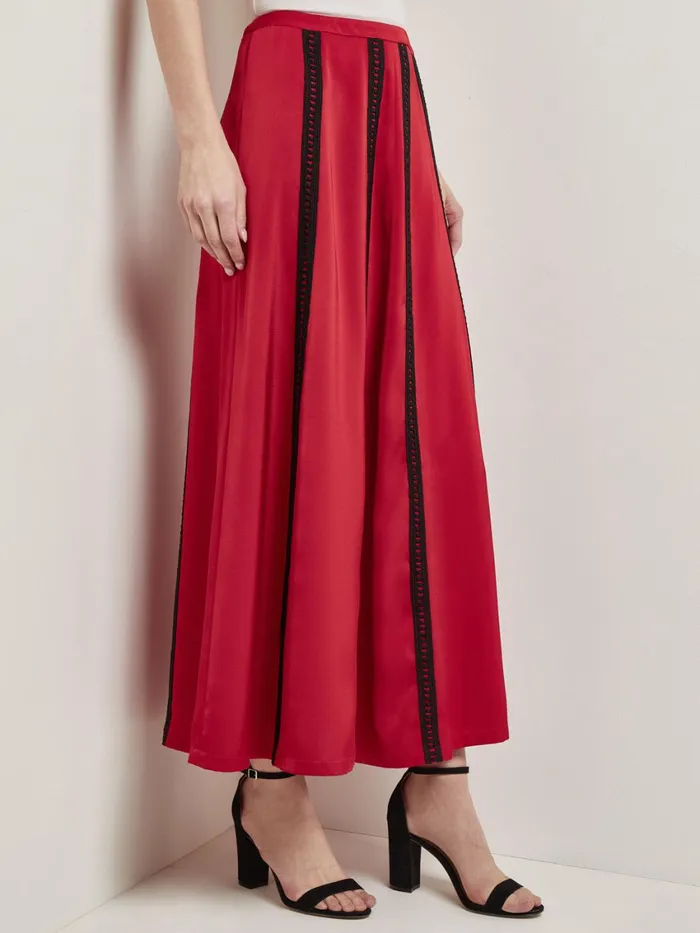 Misook ALine Crepe De Chine Lace Applique Maxi Skirt Women Skirts Misook ALine Crepe De Chine Lace Applique Maxi Skirt Women Skirts