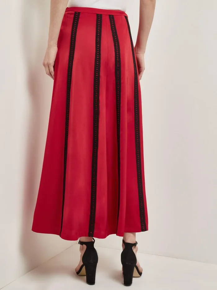 Misook ALine Crepe De Chine Lace Applique Maxi Skirt Women Skirts Misook ALine Crepe De Chine Lace Applique Maxi Skirt Women Skirts