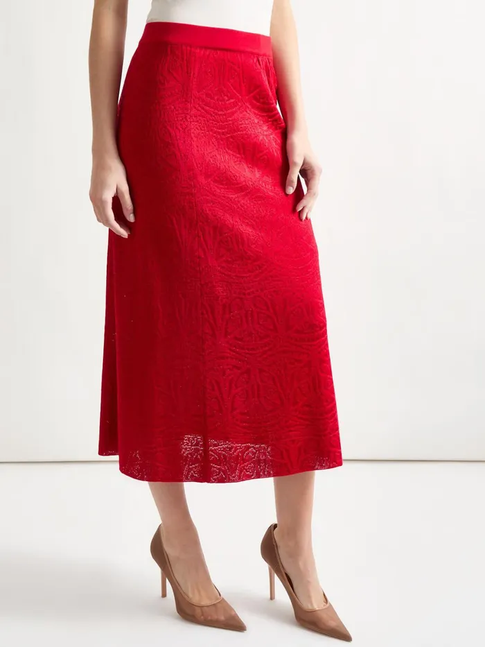 Misook ALine Tonal Patterned Knit Midi Skirt Women Skirts Misook ALine Tonal Patterned Knit Midi Skirt Women Skirts