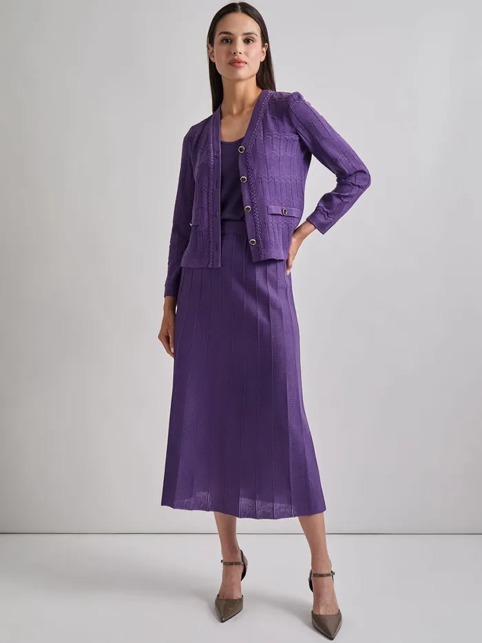 Misook ALine Tonal Spaced Rib Knit Maxi Skirt Women Skirts