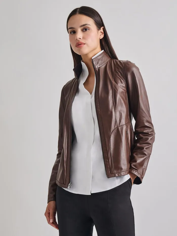 Misook Heritage Fit Reversible Suede Leather Jacket Women Jackets and Coats