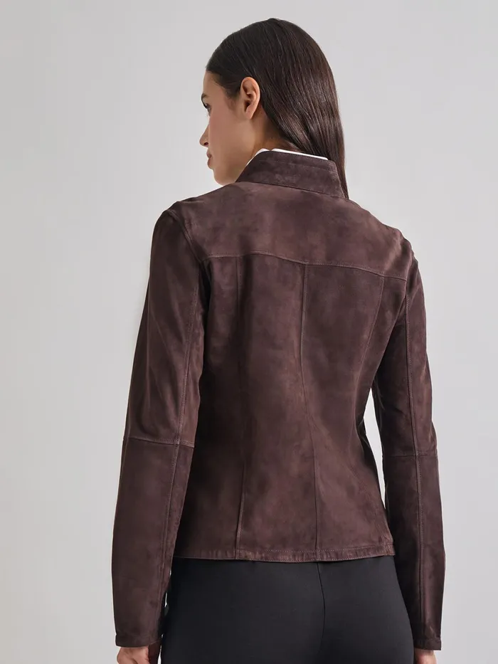 Misook Heritage Fit Reversible Suede Leather Jacket Women Jackets and Coats