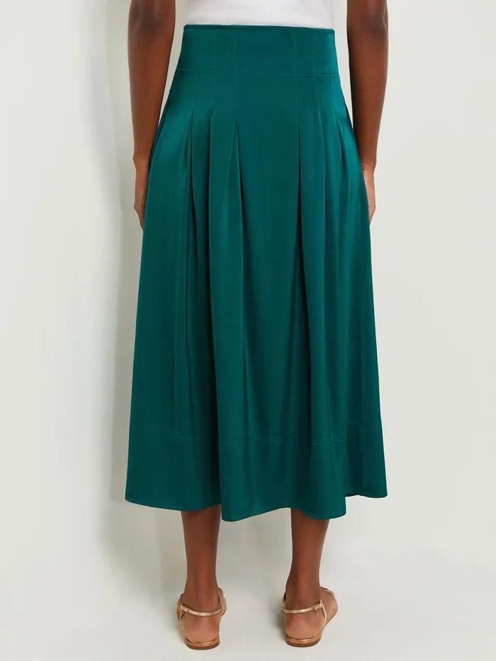 Misook Maxi Button Front ALine Skirt 8211 Pleated Woven Women Skirts