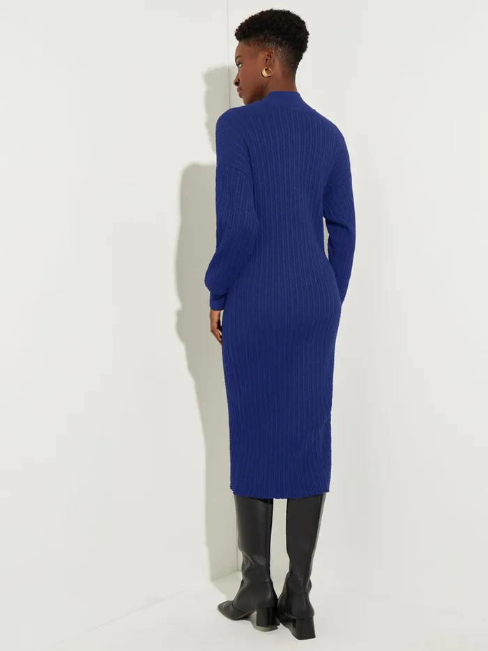 Misook Mock Neck Soft Cable Knit Sweater Dress Women Dresses