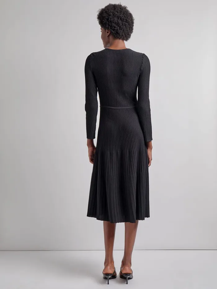 Misook Modern Fit and Flare Ribbed Soft Knit Midi Dress Women Dresses