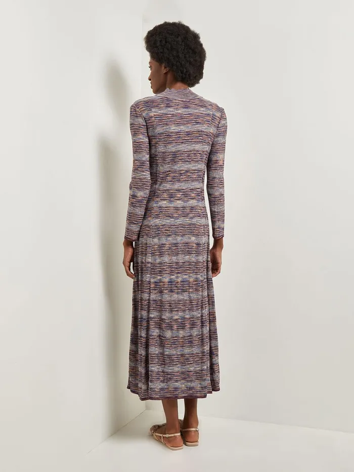 Misook Modern FitandFlare Melange Knit Cutout Maxi Dress Women Dresses
