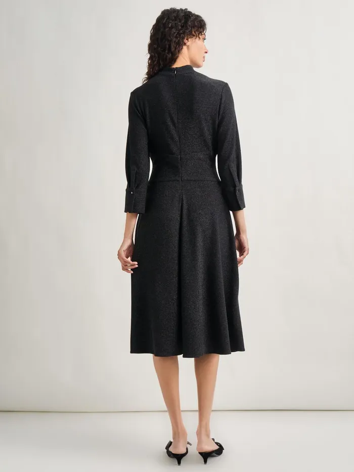 Misook Modern FitandFlare Sparkle Stretch Woven Midi Dress Women Dresses