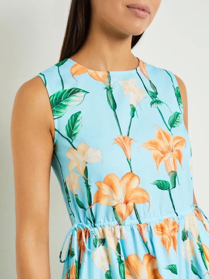 Misook Modern Fit Maxi Drop Waist Floral Cotton Dress Women Dresses
