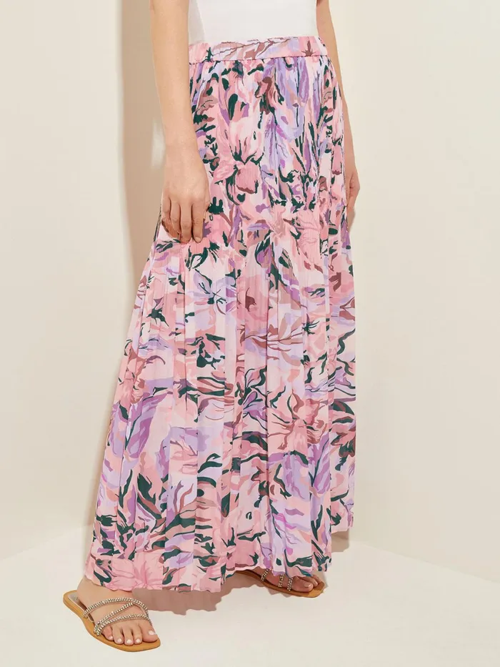 Misook Pink Pleated Skirt 8211 Floral Maxi Skirt Misook Women Skirts