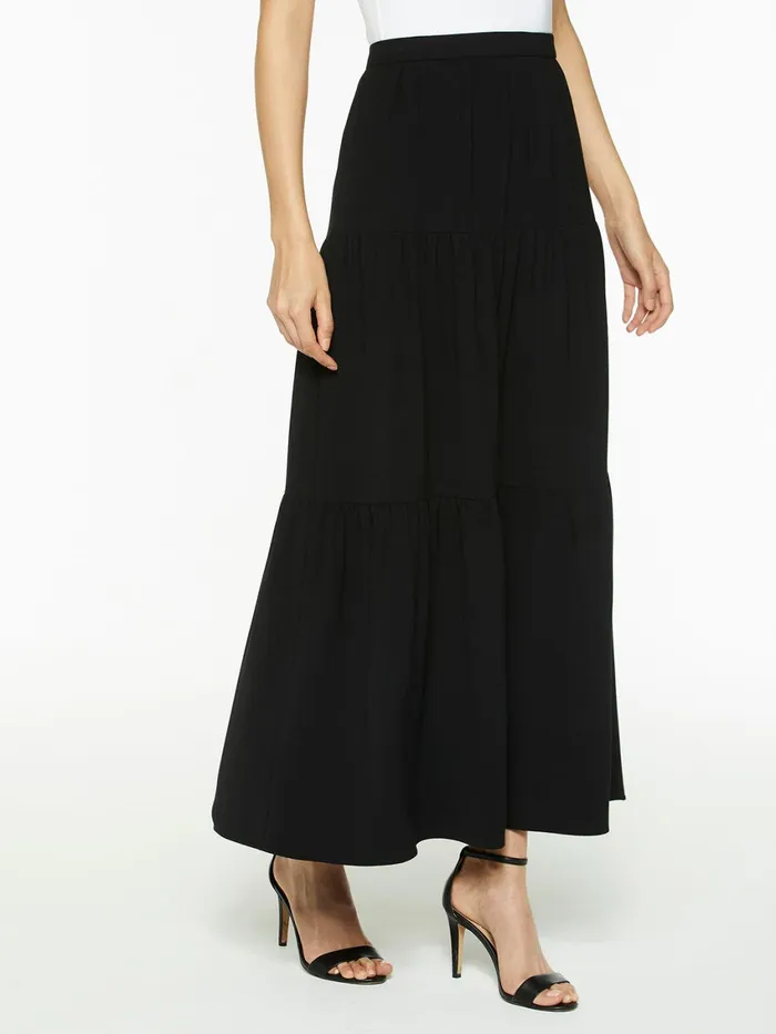 Misook Tiered Light Flounce Maxi Skirt Women Skirts Misook Tiered Light Flounce Maxi Skirt Women Skirts