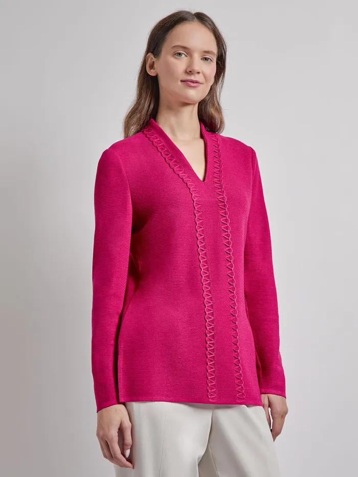 Misook Tonal Ottoman Stitch Knit Tunic Women Tops and Tees Misook Tonal Ottoman Stitch Knit Tunic Women Tops and Tees